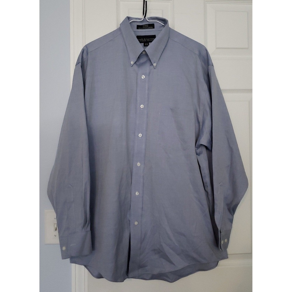Croft & Barrow Mens 100% Cotton  no‎ iron Dress Shirt Size 16 1/2 x 32/33 Blue